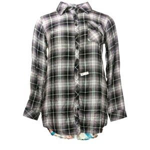 Tolani Women's Collection  plaid  Tunic front and back floral Large P